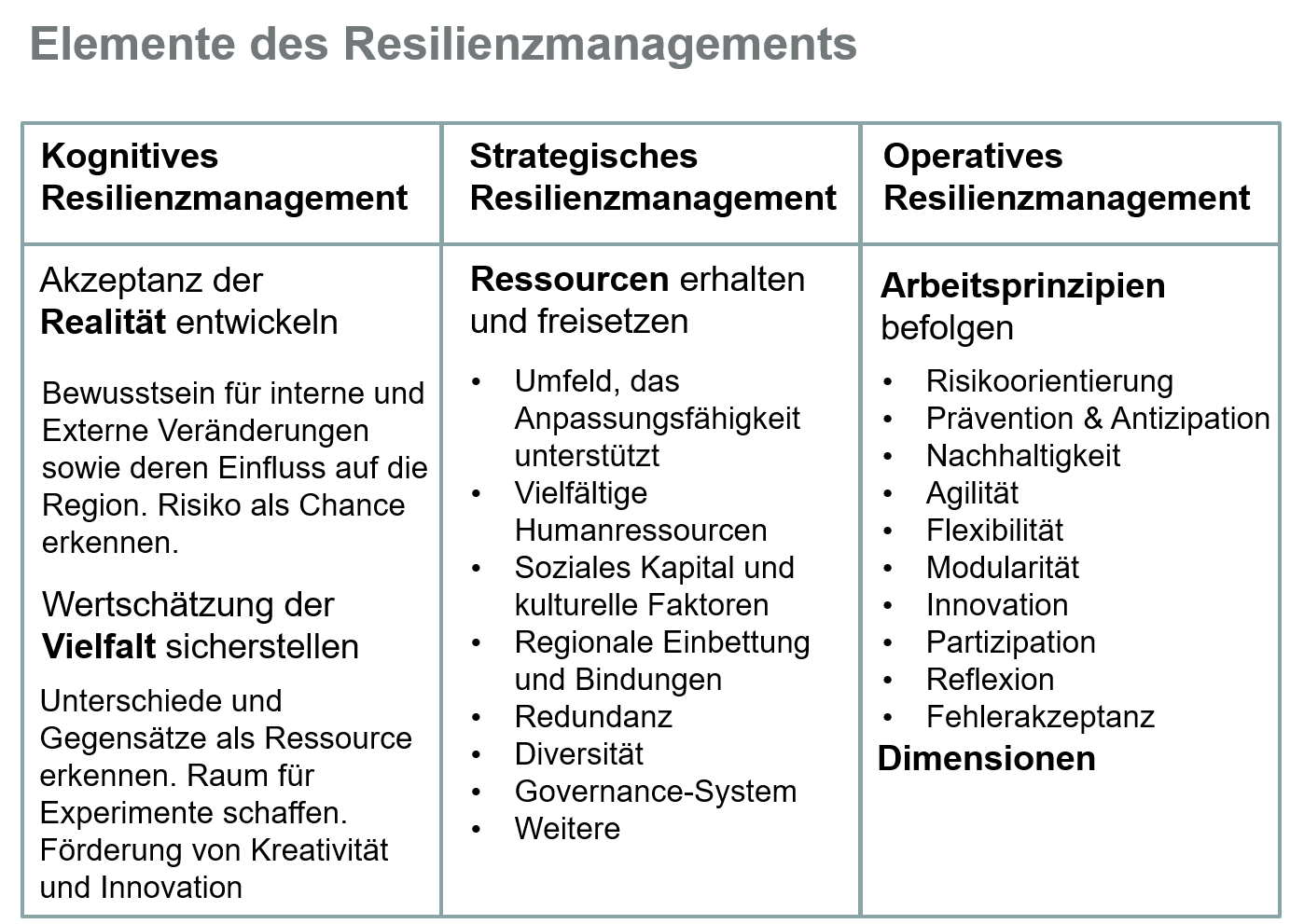 Elemente Resilienzmanagement